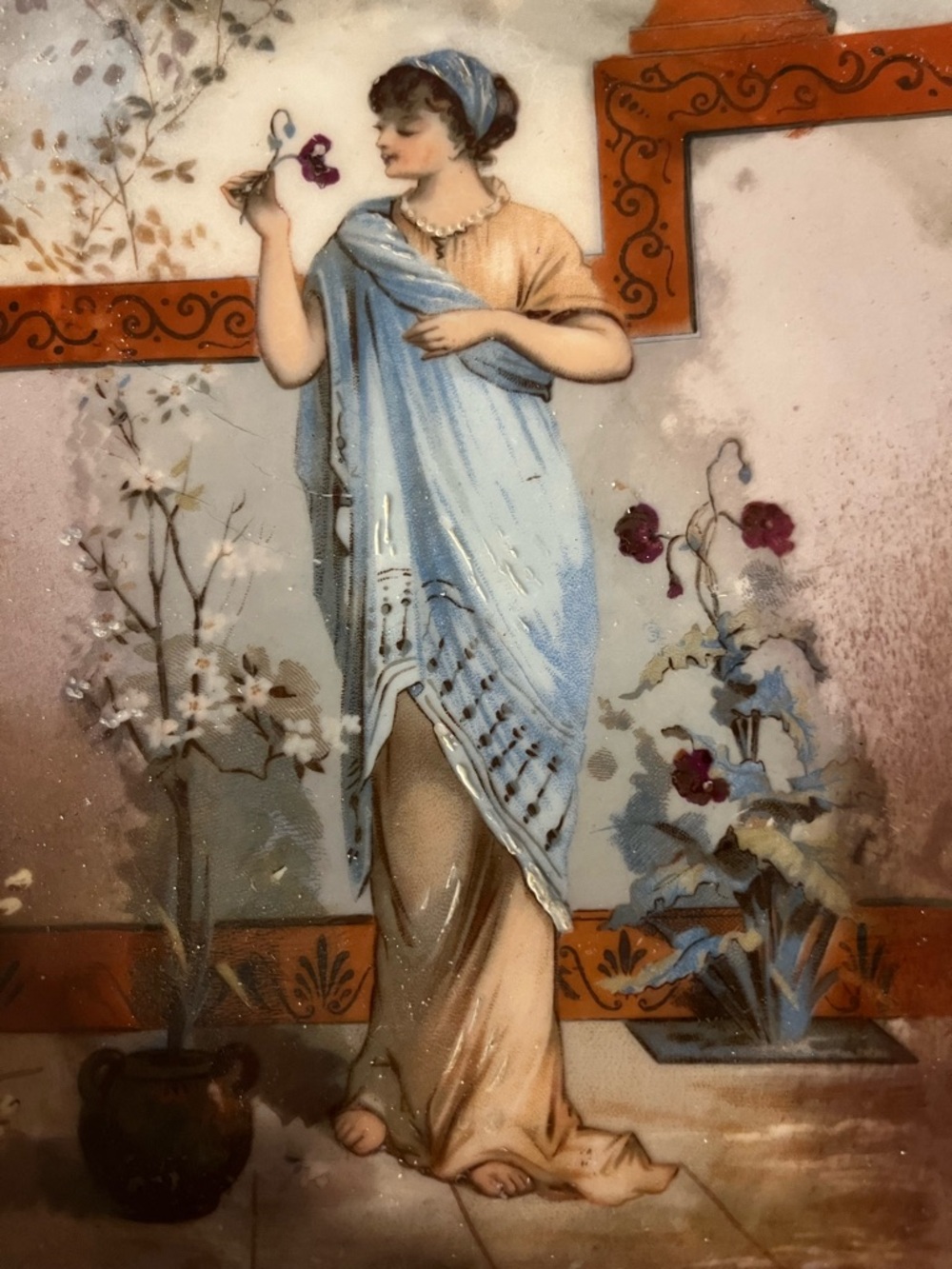 French Porcelaine Limoges France Hand Painted Plate by L.R.L W/Hanger On Back